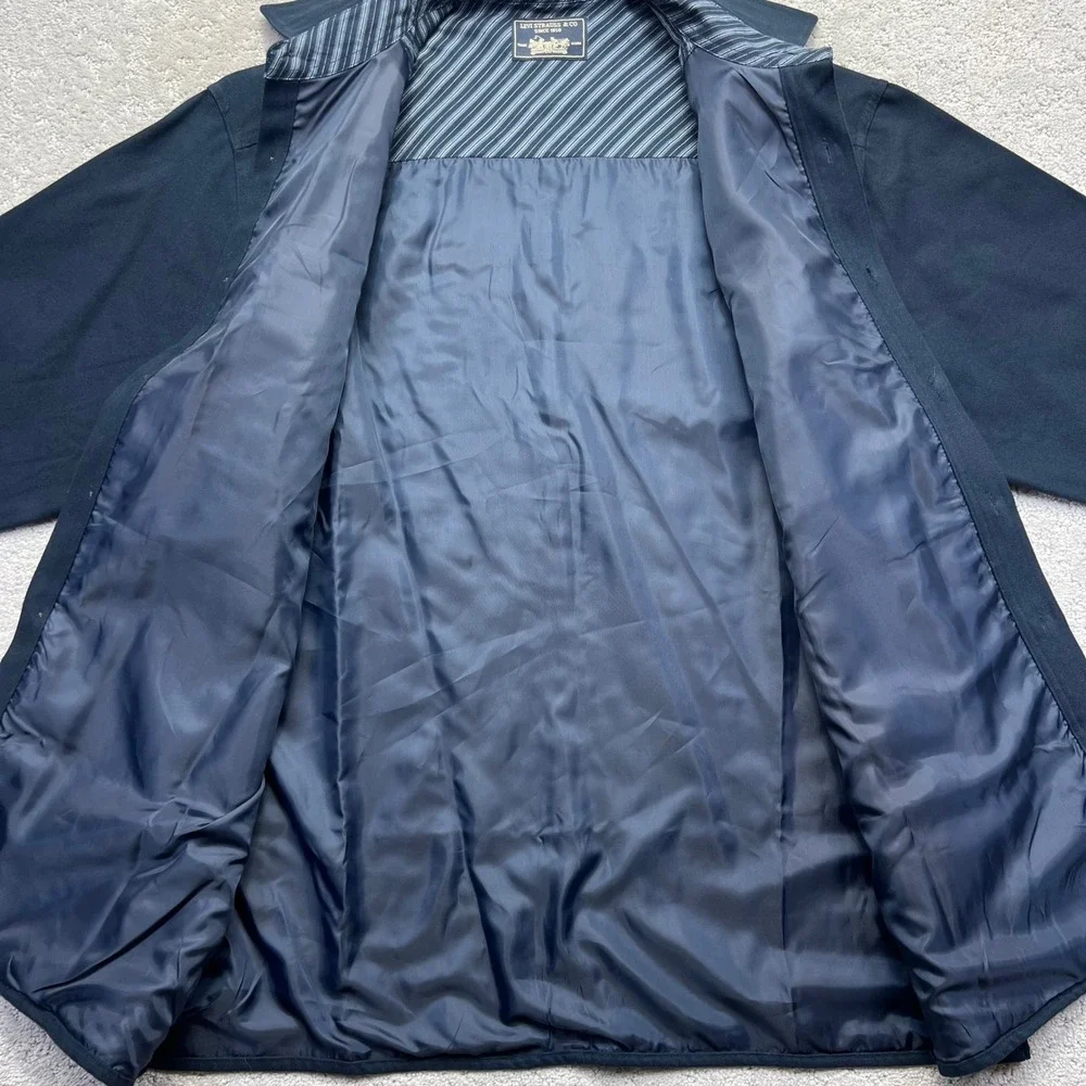 Levis Shirt Jacket Mens L Navy Blue Lined Cotton Chamois Pockets Chore Shacket